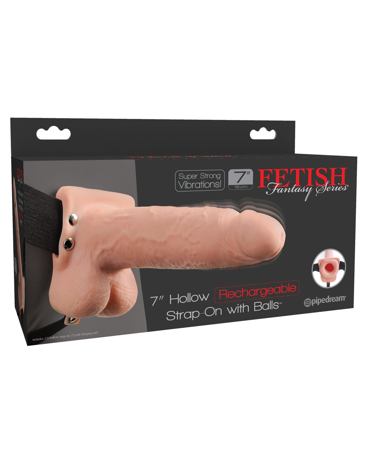 Fetish Fantasy Series Strap On Hollow Vibrating 7-Inch Dildo Adjustable Harness for Enhanced Couples Play