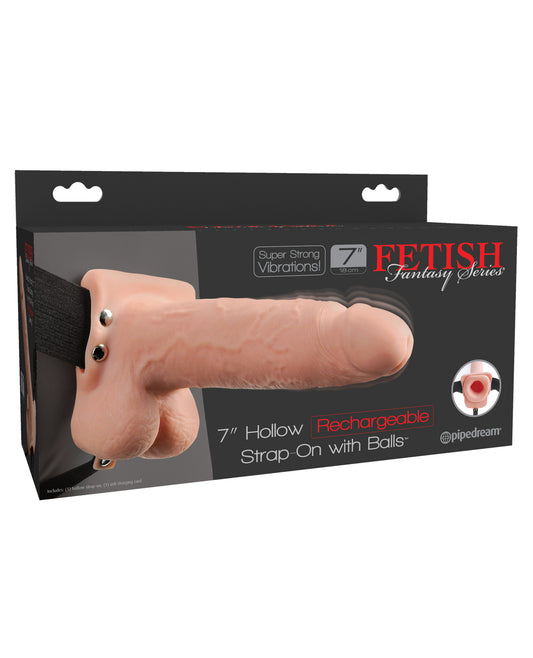 Fetish Fantasy Series Strap On Hollow Vibrating 7-Inch Dildo Adjustable Harness for Enhanced Couples Play