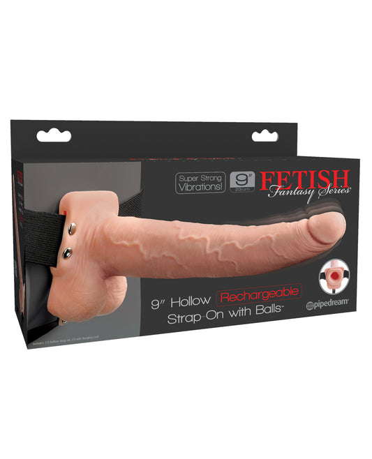 Fetish Fantasy Series Strap-On Adjustable Harness Rechargeable Hollow Dildo with Lifelike Balls for Couples Play