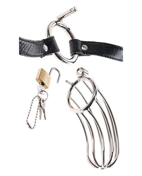 Fetish Fantasy Extreme Metal Cock Cage Chastity Belt with Adjustable Strap