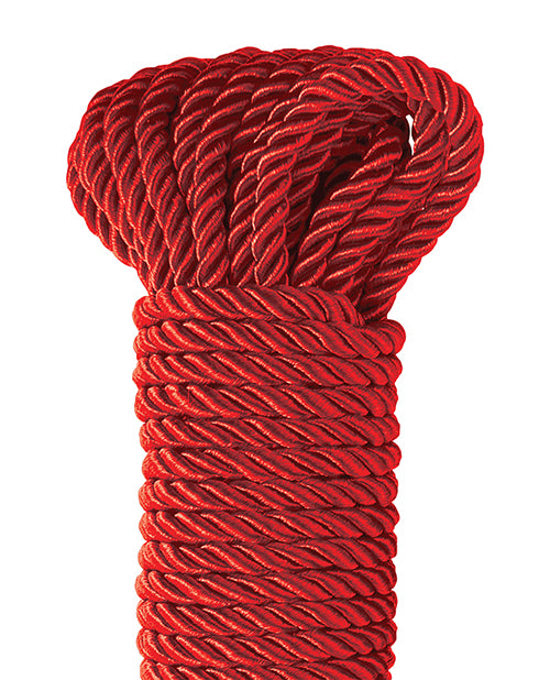 Deluxe Silk Rope Bondage Restraint in Red with Shibari Length