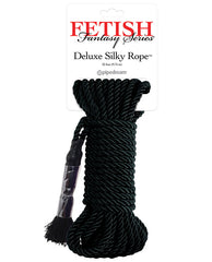 Fetish Fantasy Series Bondage Rope Super-Soft Black Silk Design 32ft for Comfortable Shibari and Restraints
