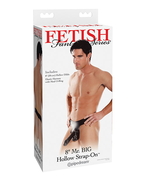 Fetish Fantasy Series Strap-On Realistic 8-inch Hollow Dong Adjustable Leather-Feel Harness for Versatile Bedroom Play