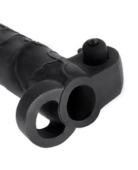 Vibrating Real Feel Penis Extension with Ball Strap – Black