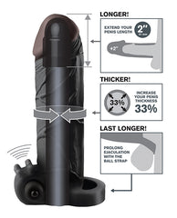 Vibrating Real Feel Penis Extension with Ball Strap – Black
