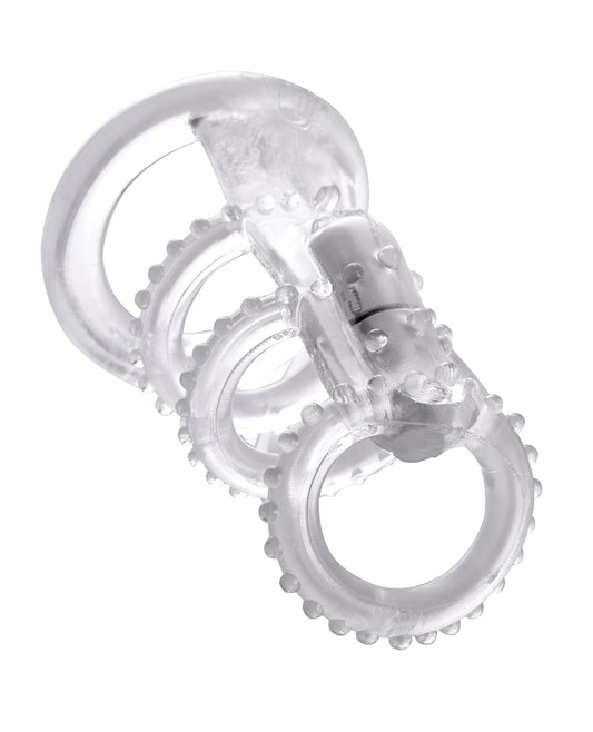Vibrating Cock Cage Penis Enhancement with Stretch Rings and Micro Vibe