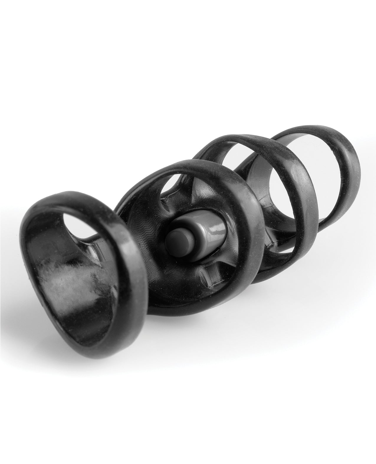 Vibrating Power Cage Penis Enhancer with Stretch Rings and Micro Vibe