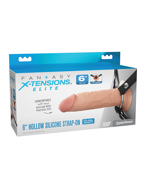 Fantasy X-tensions Strap On Elite Silicone Dual-Density Hollow 6 Inch with Adjustable Harness for Enhanced Comfort and Versatility