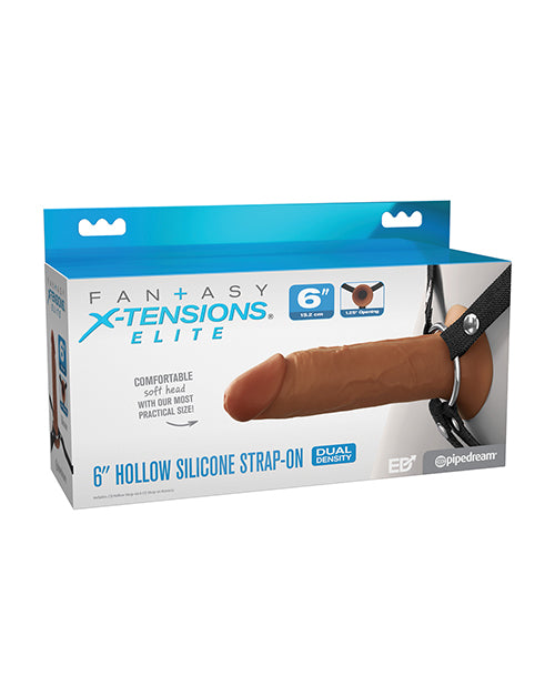 Fantasy X-tensions Strap On Elite 6 Inch Hollow Silicone Dual Density Adjustable Harness for Versatile Comfort