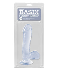 Basix Rubber Works dong clear flexible suction cup body-safe rubber dildo for hands-free play and versatility