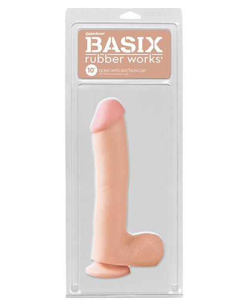 Basix Rubber Works Dildo 10 Inch Flexible Realistic Suction Cup for Versatile Pleasure and Strap-On Use