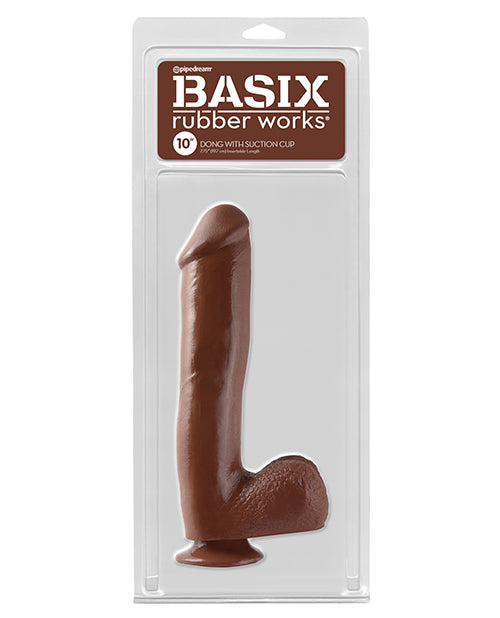 Basix Rubber Works 10" Dong w/Suction Cup - Brown