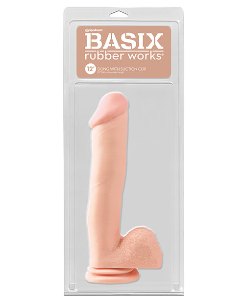 Basix Rubber Works Dong 12-Inch Suction Cup Phthalate-Free Flesh for Realistic Intimate Play