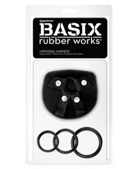 Basix Rubber Works Strap Ons Universal Harness Adjustable Fit with 3 Silicone Rings for Versatile Strap-On Play