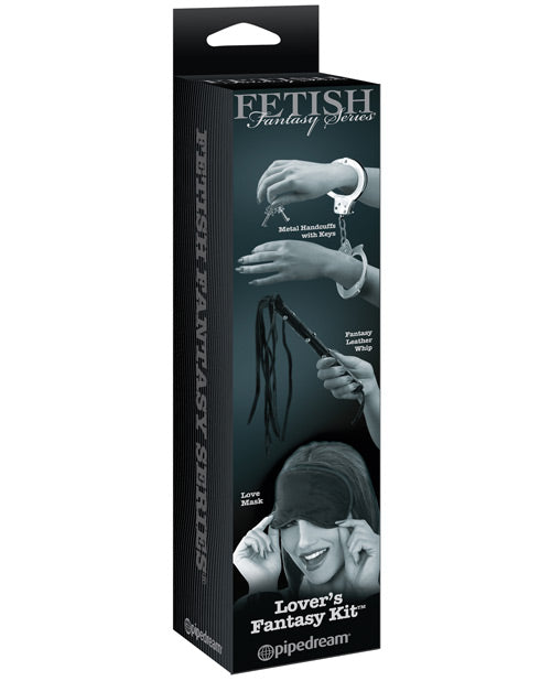 Fetish Fantasy Limited Edition Bondage Kit with Metal Handcuffs, Leather Whip, and Satin Blindfold for Sensory Play and Restraint