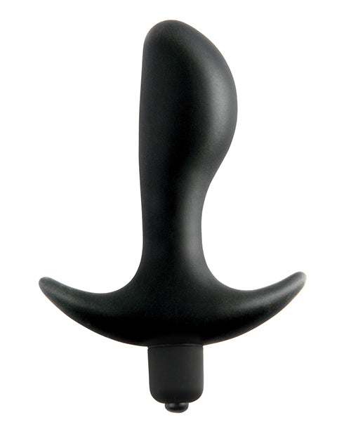 Vibrating Perfect Plug with Ergonomic Base in Black Silicone