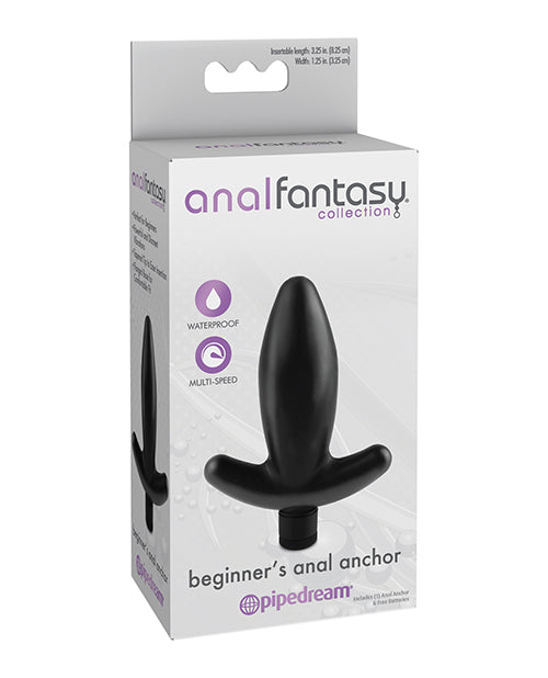 Anal Fantasy Collection Anal Plug Beginner's Vibrating Silicone Anchor with Ergonomic Base for Enhanced Anal Stimulation