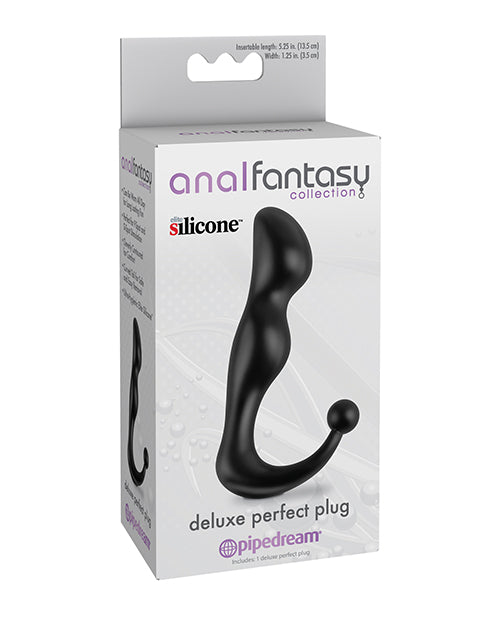Anal Fantasy Collection Anal Plug silicone black plug with tapered tip and ergonomic base for comfortable anal play