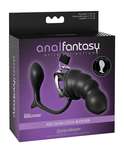 Anal Fantasy Elite Collection Anal Products Silicone Cock Blocker with Stainless Steel Ring and Breathable Cage for Secure Chastity Play