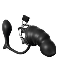 Ass-Gasm Cock Blocker with Breathable Silicone Chastity Cage