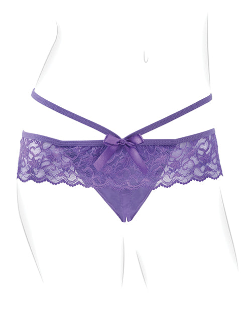 Fantasy For Her Vibrating Crotchless Panty with Remote and Mesh Design - Purple