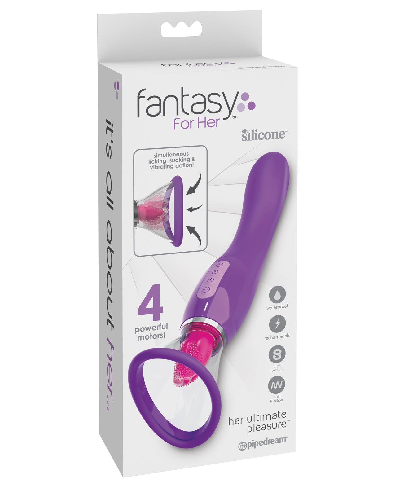 Fantasy For Her Stimulator with Pulsating Vibration Tongue and Suction Cup for Intense Clitoral Stimulation