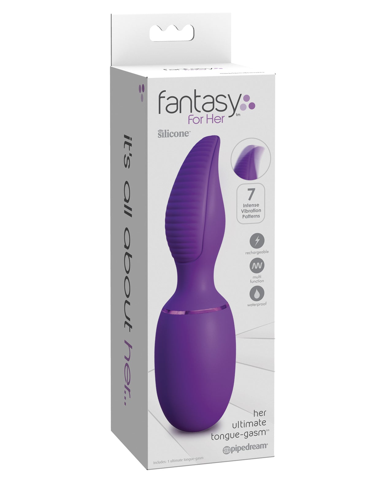 Fantasy For Her Stimulator Rounded Tongue 7 Vibration Modes Purple for Clitoral Stimulation