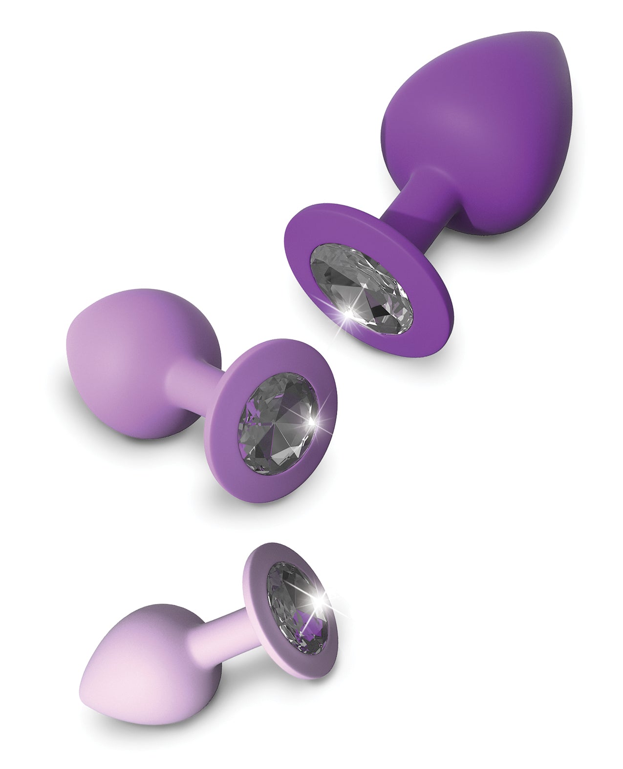 Purple Anal Trainer Set with Jewel Bases for Beginner to Advanced Play