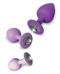Purple Anal Trainer Set with Jewel Bases for Beginner to Advanced Play