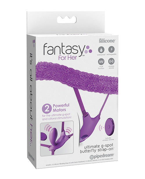 Fantasy For Her Stimulator Remote Control Butterfly Strap-On Adjustable Lace for Hands-Free G-Spot Pleasure