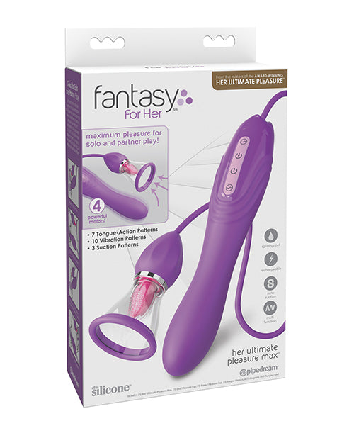 Fantasy For Her Suction Stimulator with Extra-Long Hose and Motorized Tongue for Intense Clitoral and Internal Stimulation