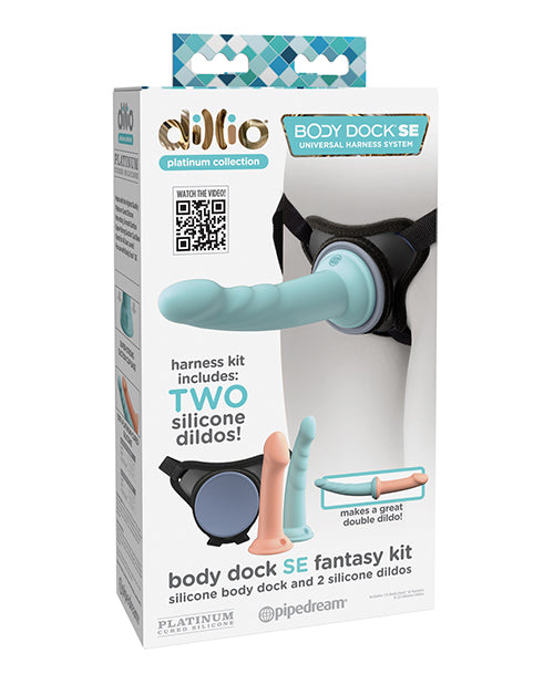 Dillio Strap Ons Platinum Body Dock SE Fantasy Kit Universal Silicone Harness with Dual Dildos for Versatile Play