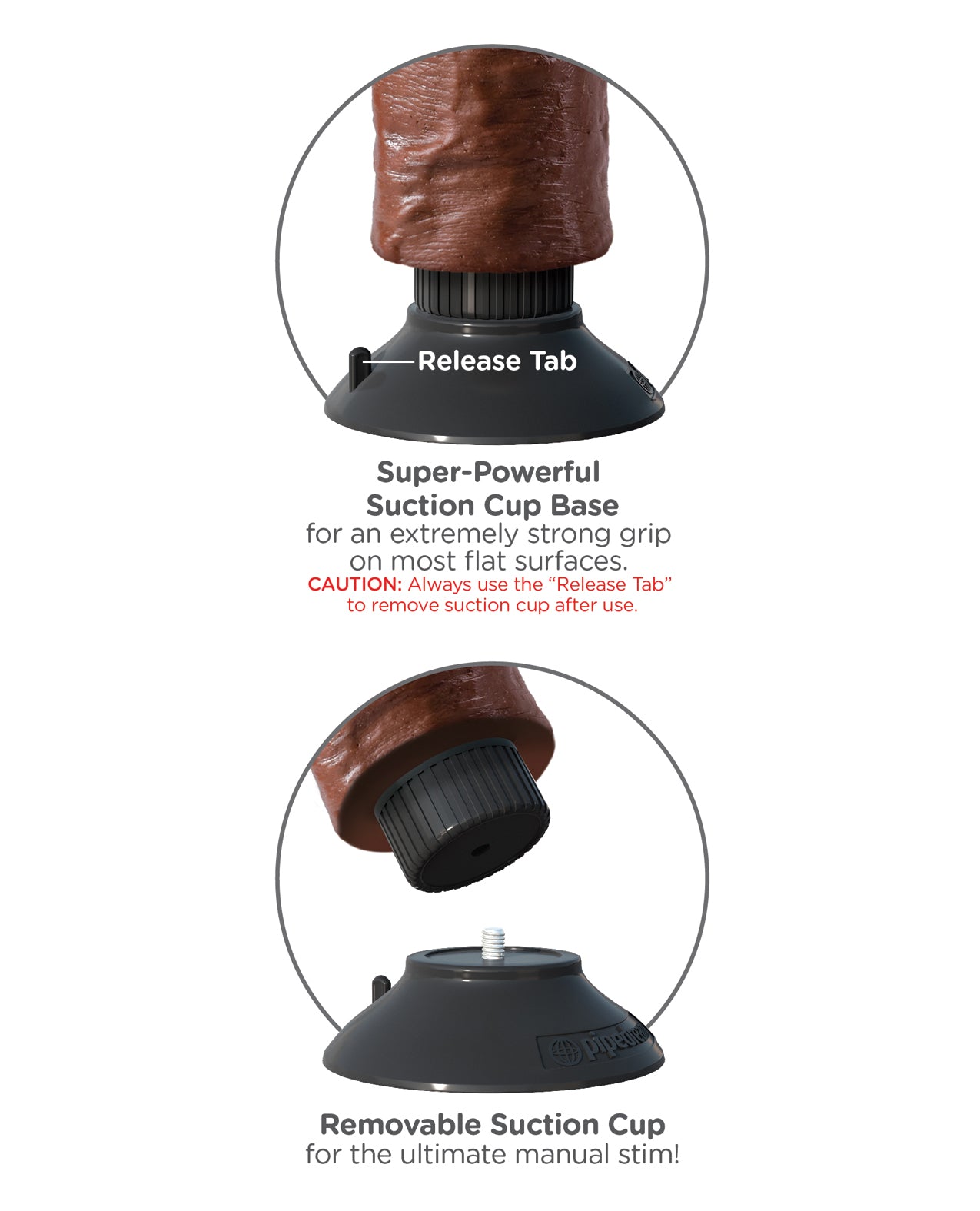 King Cock 7" Vibrating Dong with Flexible Spine and Suction Cup - Brown