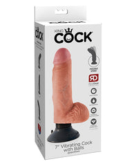 King Cock Dildo 7 Inch Vibrating Lifelike Detailing Suction Cup for Realistic Stimulation