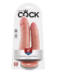 King Cock Dongs & Dildos Realistic Flesh Double Penetrator with Suction Cup for Lifelike Stimulation