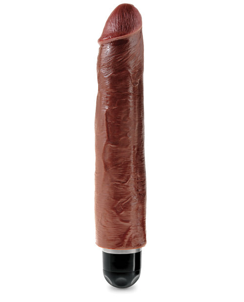 King Cock 10" Brown Vibrating Stiffy with Realistic Feel