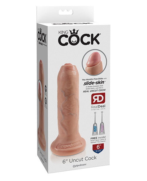 King Cock Dildo Realistic Uncut with Movable Foreskin and Suction Cup Base for Lifelike Sensation