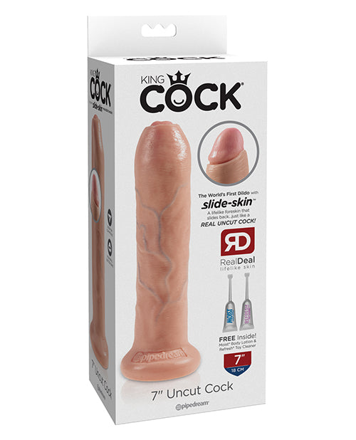 King Cock Dildo Uncut Movable Foreskin Dual-Density Suction Cup for Realistic Pleasure