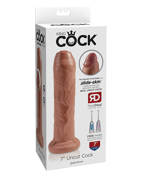 King Cock Dildo Tan Movable Foreskin Flexible Shaft for Realistic Stimulation and Harness Use