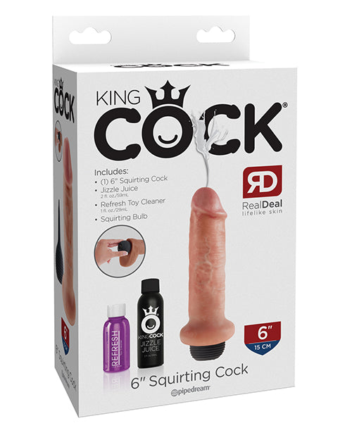 King Cock Squirting Dildo with Squeeze Bulb and Lifelike Details for Realistic Cum-Play
