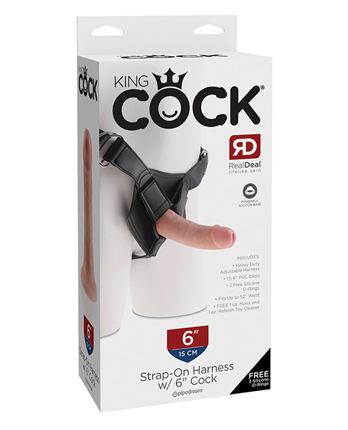 King Cock Strap On Harness Set with Realistic 6 Inch Dildo and Adjustable Vinyl Straps for Versatile Intimate Play