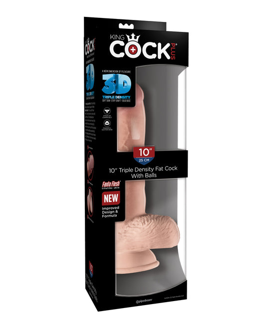 King Cock Dildo Triple Density Fat Cock with Balls and Suction Cup for Realistic Pleasure