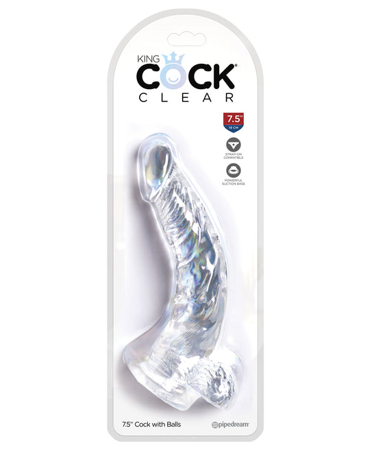 King Cock Dildo Clear 7.5 Inch Realistic Flexible Shaft Suction Cup for Versatile Play
