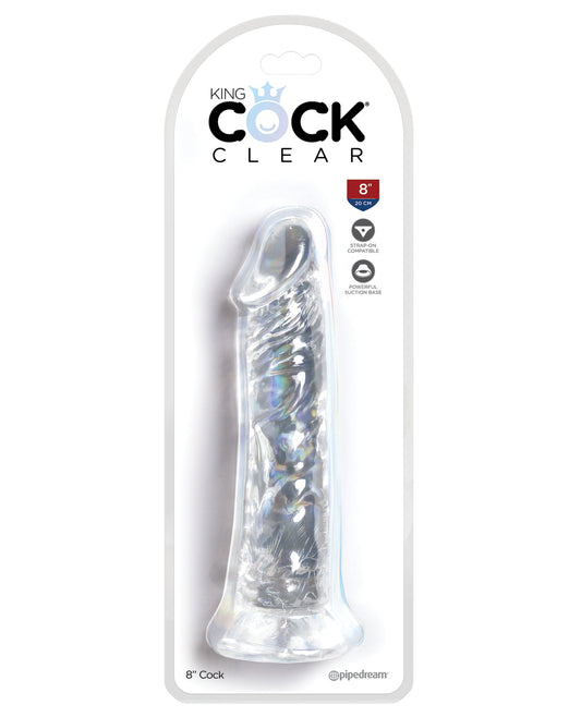 King Cock Dildo Translucent 8 Inch Flexible Shaft Suction Base for Realistic Sensation
