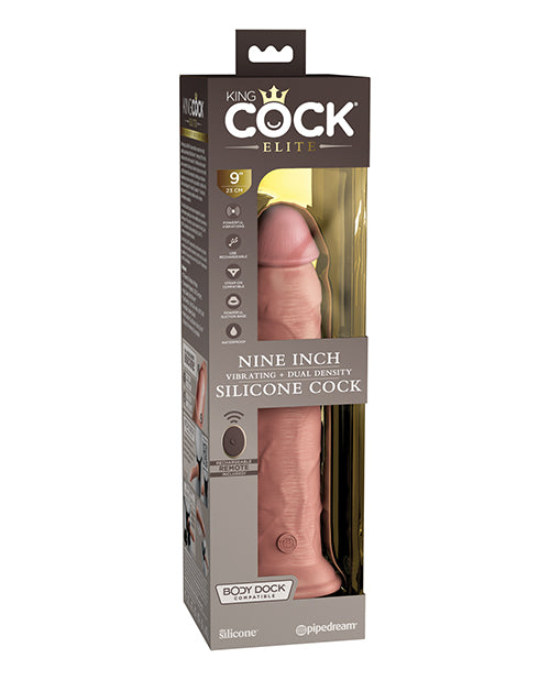King Cock Elite Vibrator Dual Density Silicone 10-Mode Suction Cup for Realistic Stimulation