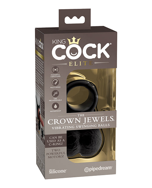 King Cock Elite Penis Enhancement Vibrating Silicone C-Ring Swinging Balls for Enhanced Sensation