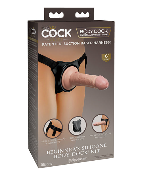 King Cock Elite Strap On Kit Dual-Density Silicone Dildo Patented Body Dock for Beginner Strap-On Play