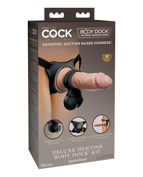 King Cock Elite Strap On Kit Dual-Density Silicone Dildo Patented Body Dock for Realistic Strap-On Play