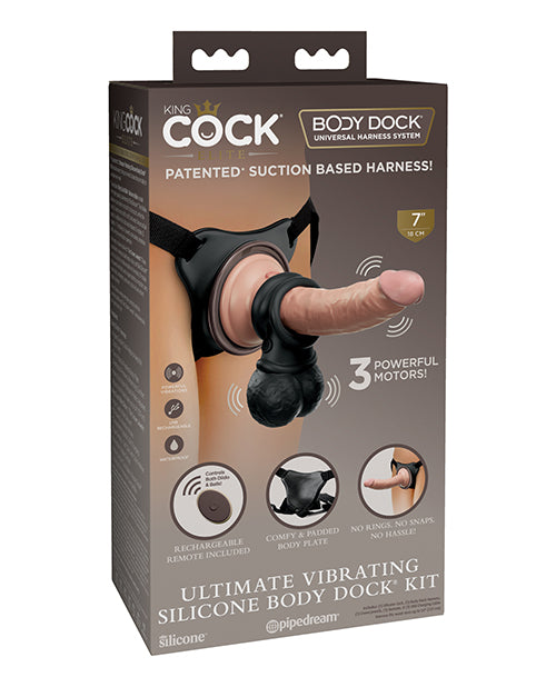 King Cock Elite Strap-On Kit with Dual-Density Silicone Dildo and Wireless Remote for Versatile Strap-On Play