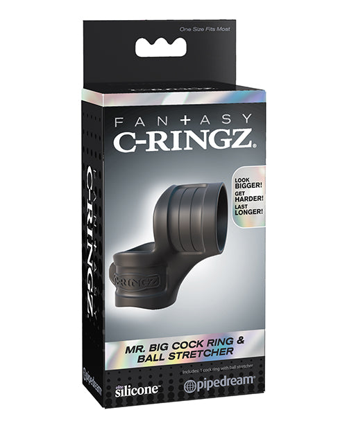 Fantasy C-Ringz Penis Enhancement Black Silicone Cock Ring and Ball Stretcher for Stamina and Prolonged Performance